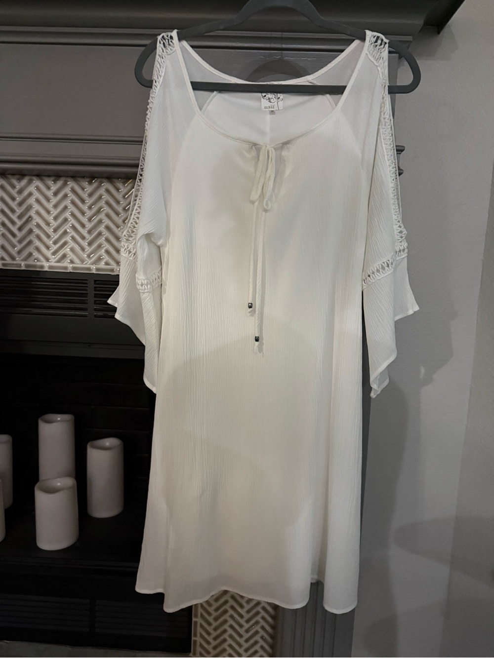 NAIF White Cold-Shoulder Dress